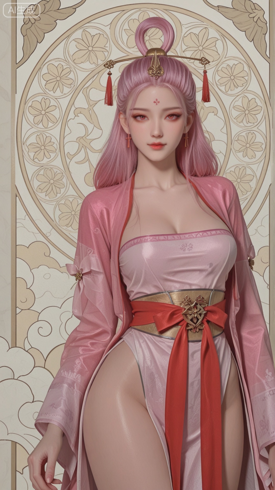 SN clothes, solo, exquisite skin, cowboy_shot, looking at viewer, even illumination, very awa, Solid Glossy and cloud background,