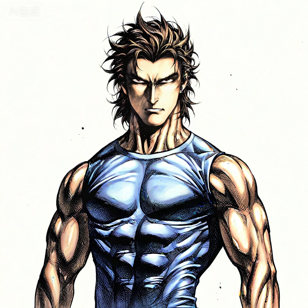 masterpiece, best quality,solo,((white background:1.2)),simple background,, 
looking at viewer,artist:wushen300,wushen300_style,muscular,boy