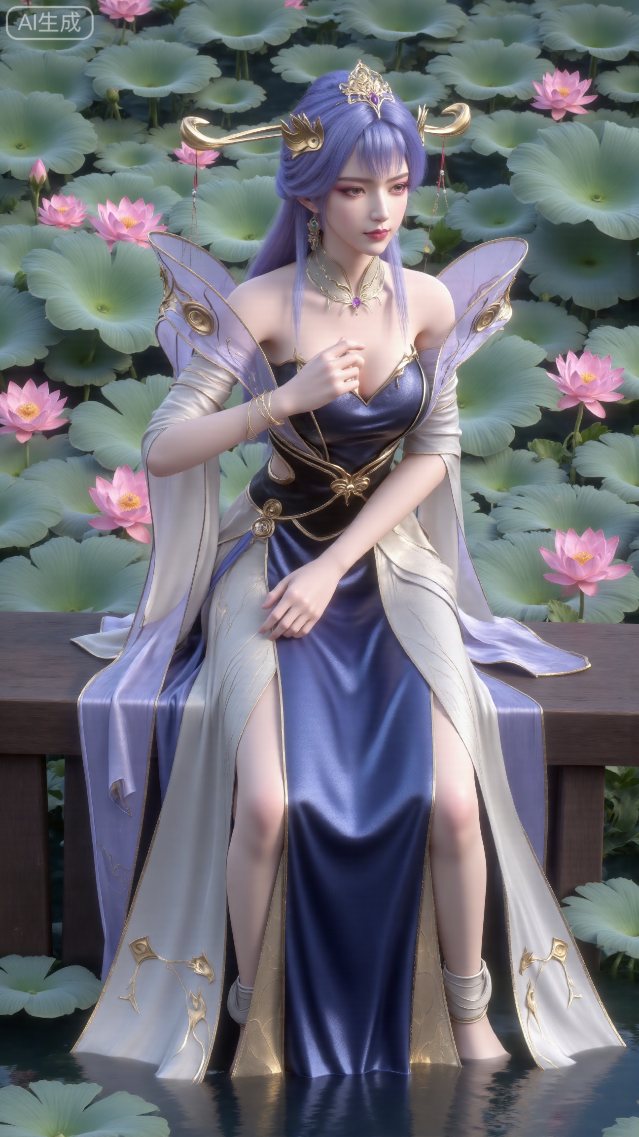  masterpiece,1girl,long hair,(Sitting by the lotus pond in the garden:1.3),(long dress:1.3),beautiful face,short sleeves,holding flower,looking at viewer,(huge breasts:2.99),(full breasts:2.99),,(Background with lotus pond and pink lotus flowers:1.39),Xbigbreasts,XbaifengsongyuYH,XliuyuYH2,XanmyXM,XlanxianYH,XtianqiongYH,Xxiantainvzi