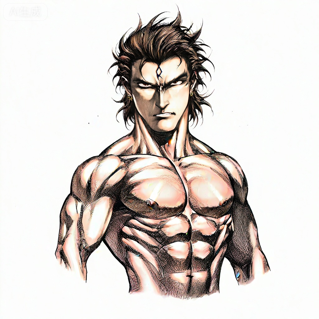 masterpiece, best quality,solo,((white background:1.2)),simple background,, 
looking at viewer,artist:wushen300,wushen300_style,muscular,****_male