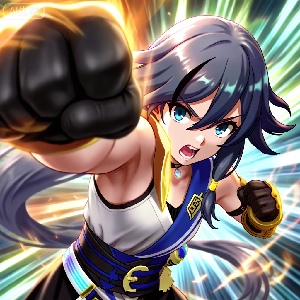 masterpiece, best quality,solo,Ultlive rise,clenched hand,punching,from above
fu hua