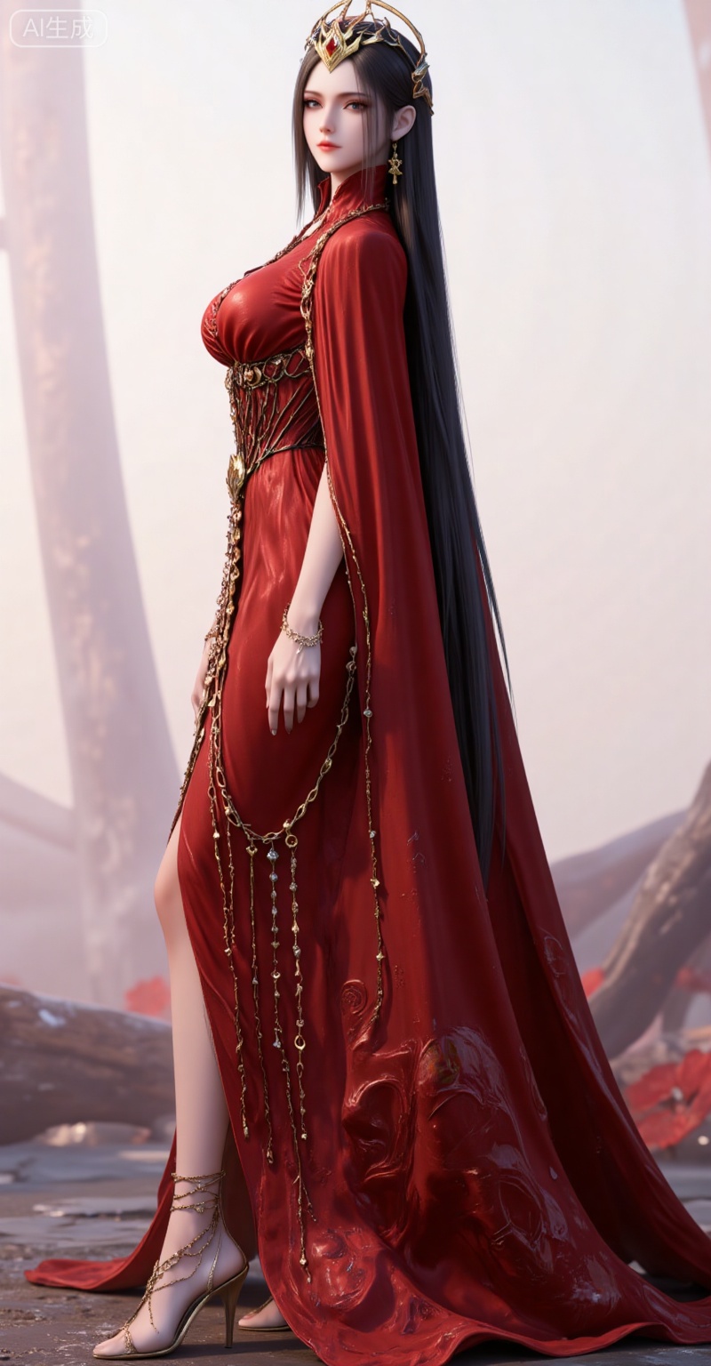 1girl,jewelry,solo,earrings,necklace,long hair,hair ornament,closed mouth,looking at viewer,black hair,tiara,brown hair,grey eyes,
1girl, jewelry, breasts, solo, dress, red dress, earrings, black hair, white background, full body, long hair, barefoot, bracelet, necklace, simple background, large breasts, anklet, standing, cape, long dress,ass,back,looking back,
lvjing,pifu,guanghuapifu,
blurry_background,tree,flowes,mingzhufuren,piyi,yexishui,