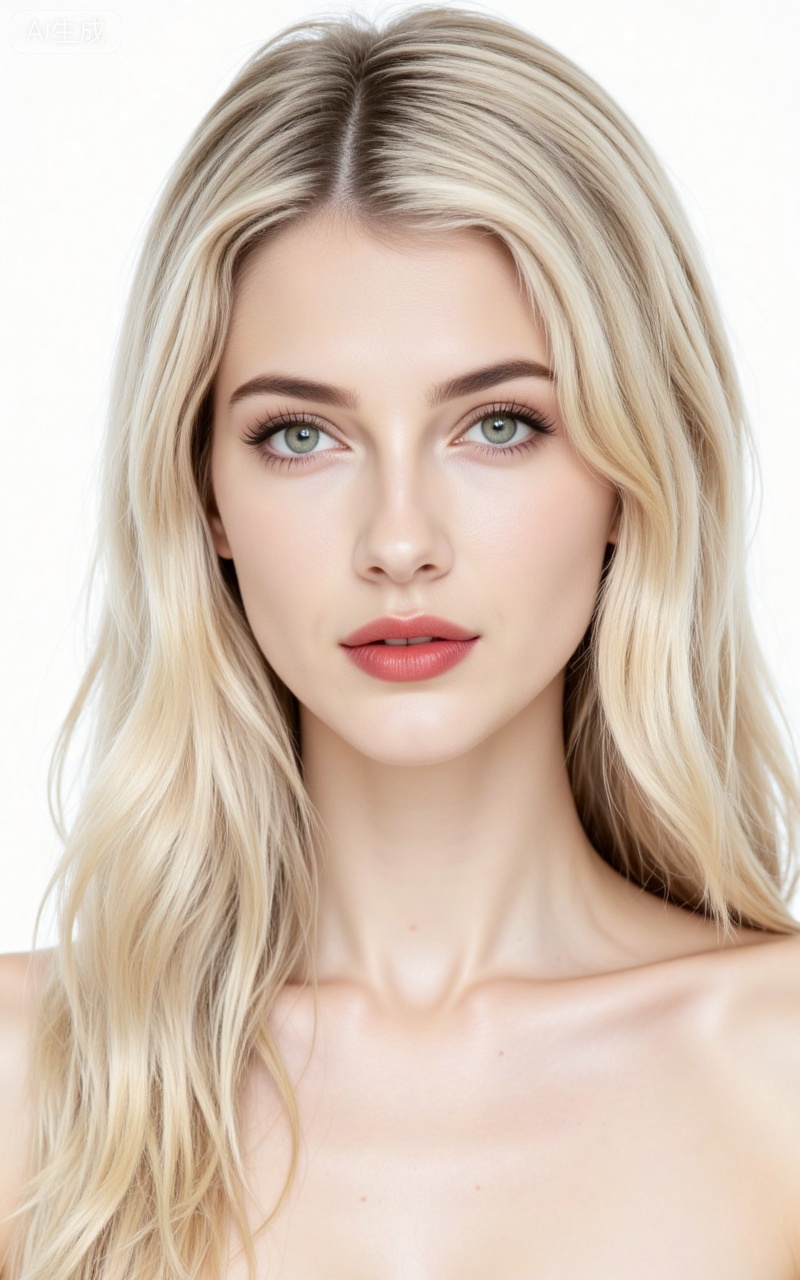 1girl, solo, realistic, long hair, blonde hair, lips, white background, portrait, looking at viewer, parted lips, simple background, eyelashes, nose, collarbone, bare shoulders,
lvjing,*******,meinv,oumei,taozhuang
