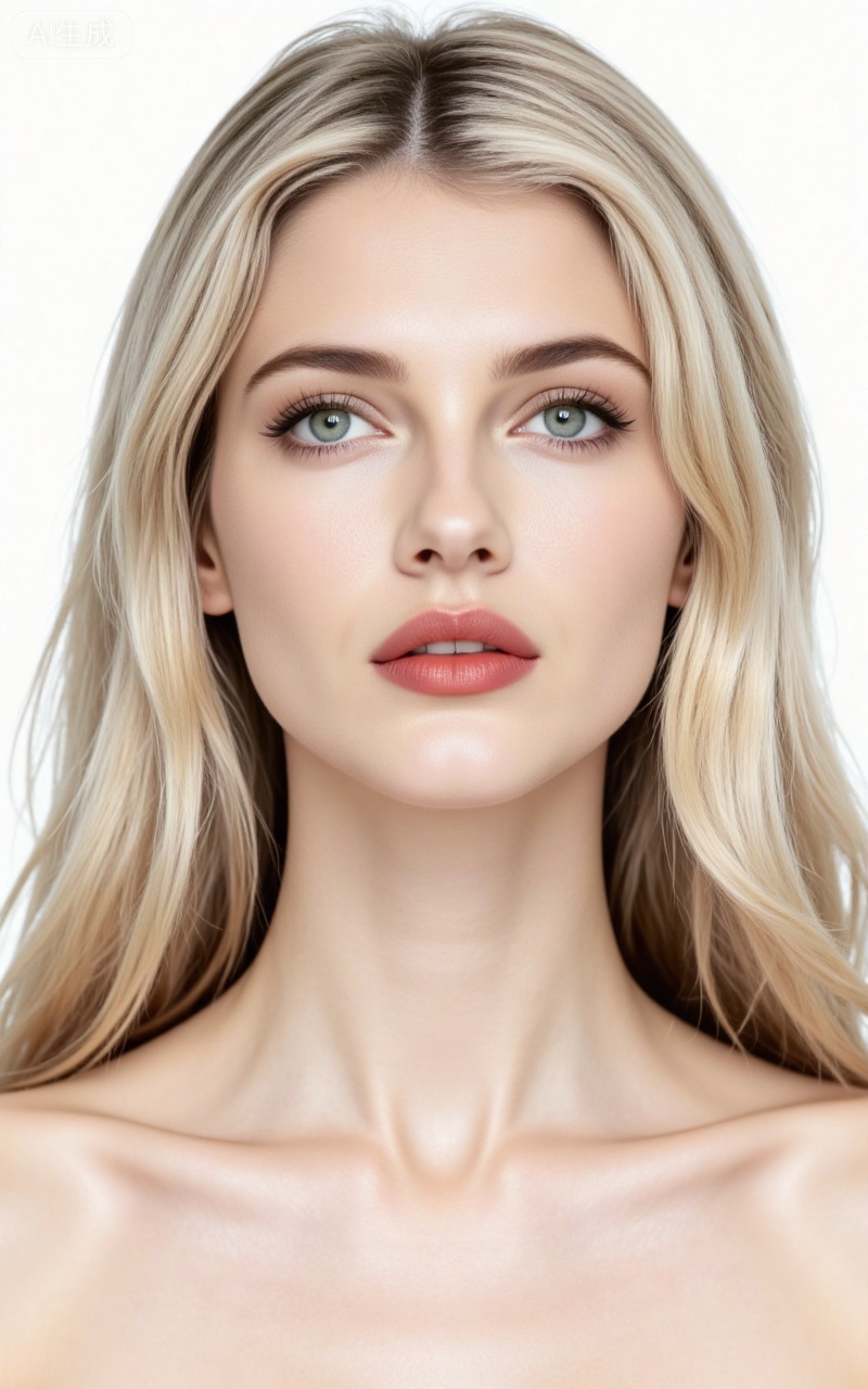 1girl, solo, realistic, blonde hair, lips, long hair, white background, portrait, parted lips, simple background, collarbone, eyelashes, looking up, nose, cover, blue eyes, artist name, magazine cover,
lvjing,meinv,oumei,taozhuang