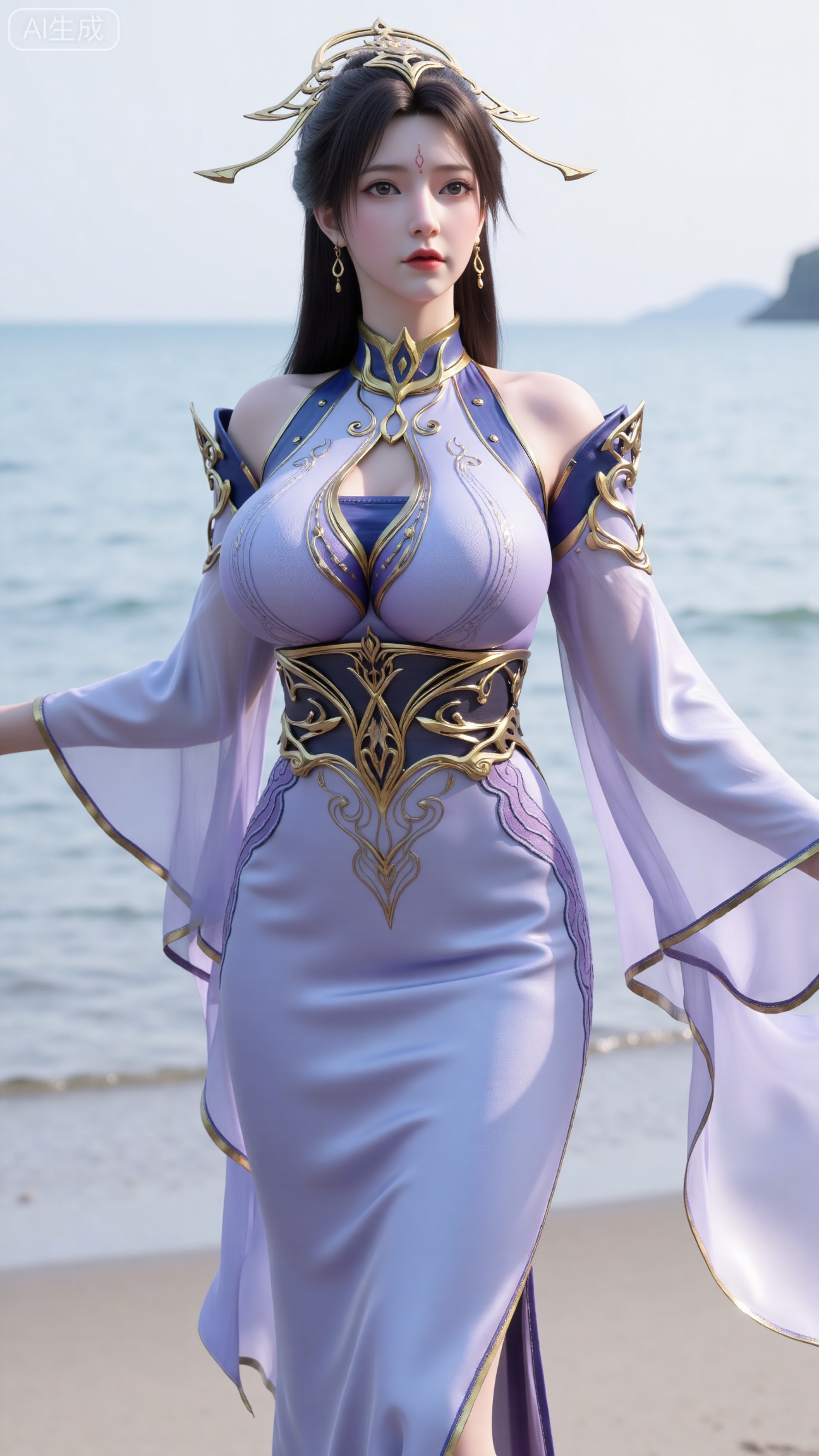 masterpiece, best quality, 1girl,solo,looking at viewer,( outdoor:1.3),sea,beach,realistic,midriff,bare shoulders,standting,hair ornament,long hair,jewelry,long dress,cowboy shot, (huge breasts, full breasts:2.69),, 
,XbaifengsongyuYH,Xbigbreasts,,XtianqiongYH,XhanyunzhiXYH,XanmyXY,XmupeilingX,XmupeilingX2,Xchangtui,XmuplXY,XmupeilingXY2,XanmiaoyiXY,XchuxuanerXZ,XxuxinXZ,XchuxuanerXG