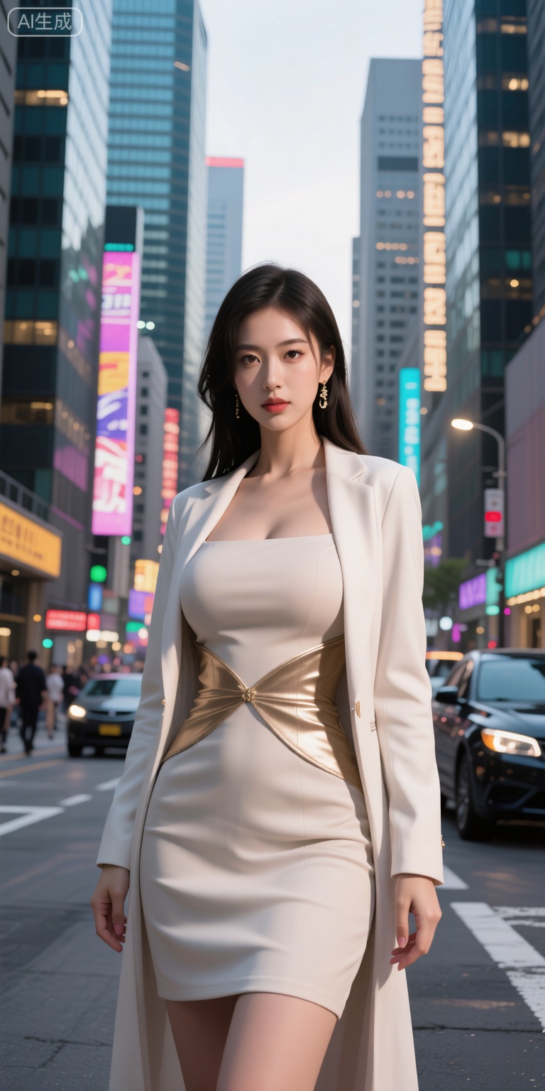 创作一个关于现代服时尚美女的SD提示,我们可以这样描述：

"一位穿着时尚现代服装的美丽女性站在都市街头,她的服装融合了简约与奢华的设计元素,展现出都市女性的独特魅力。背景是繁忙的城市景观,高楼大厦林立,霓虹灯闪烁,营造出现代都市的活力与繁华。她的姿态优雅自信,眼神中透露出坚韧与智慧,散发出一种独特的魅力和吸引力。画面风格清新自然,色彩丰富且协调,捕捉瞬间的美好,传递出积极向上的生活态度。"

这个描述包含了现代服、时尚、美女、都市环境等关键要素,并且强调了人物的姿态、眼神以及整体的氛围感,确保符合用户的需求。