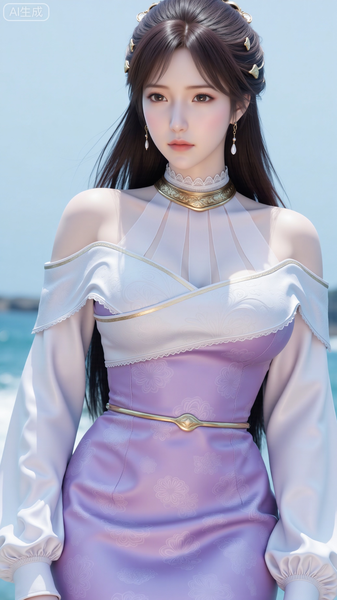masterpiece, best quality, 1girl,solo,looking at viewer,( outdoor:1.3),sea,beach,realistic,midriff,bare shoulders,standting,hair ornament,long hair,jewelry,long dress,cowboy shot, (huge breasts, full breasts:2.69),, 
,XbaifengsongyuYH,Xbigbreasts,,XtianqiongYH,XhanyunzhiXYH,XanmyXY,XmupeilingX,XmupeilingX2,Xchangtui,XmuplXY,XmupeilingXY2,XanmiaoyiXY,XchuxuanerXZ,XxuxinXZ,XchuxuanerXG