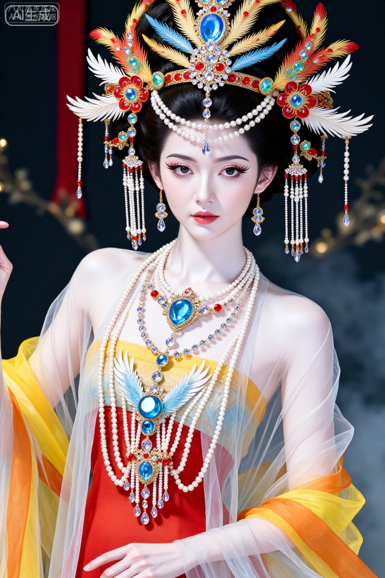 这幅画描绘了一个穿着传统服装的人,