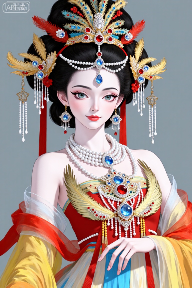 这幅画描绘了一个穿着传统服装的人,