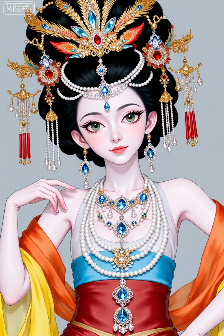 这幅画描绘了一个穿着传统服装的人,