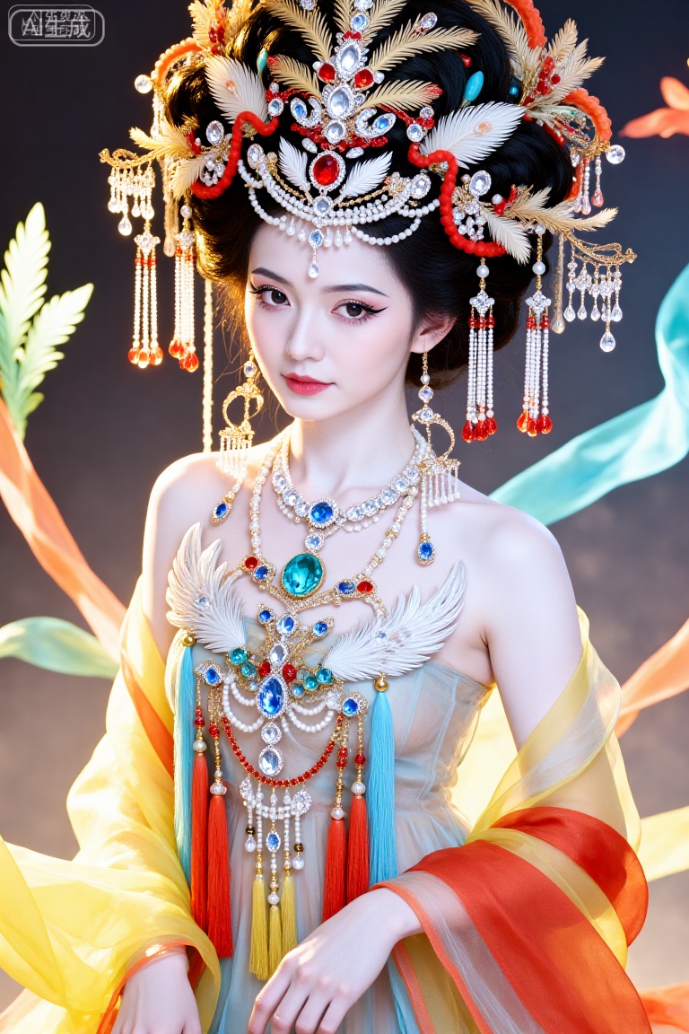 这幅画描绘了一个穿着传统服装的人,