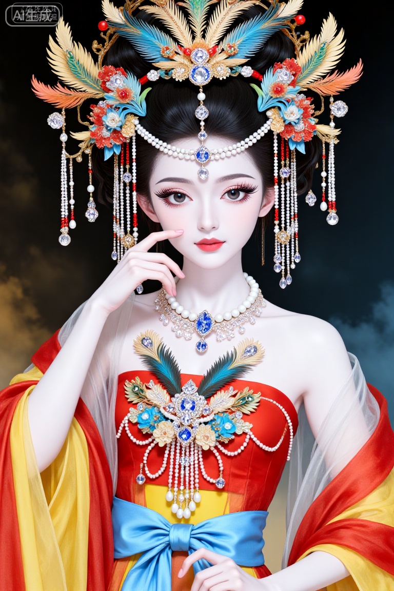 这幅画描绘了一个穿着传统服装的人,