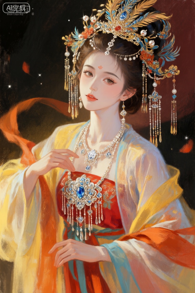 这幅画描绘了一个穿着传统服装的人,