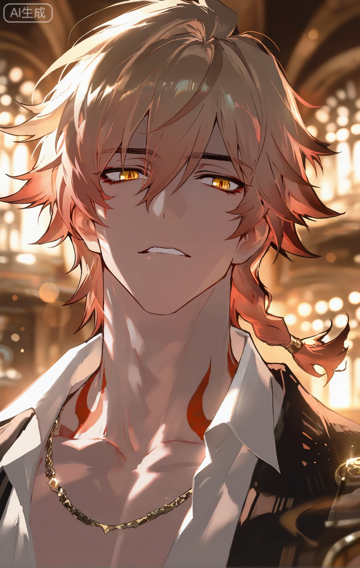 (artist:mazjojo:0.67),(artist:pigeon666:0.83),(artist:zawar379:0.73),(artist:remsrar:0.65),(artist:yoneyama mai:0.72),(artist:chimmyming:0.79),masterpiece,4k,hd,amazing quality,best quality,high resolution,goldenfieldszho,newest,very aesthetic,ultra-detailed,absurdres,perfect lighting,volumetric lighting,(treasure glow),shadowing,(good shadowing),depth of field,lens flare,scenery,amazing aesthetics,cinematic lighting,cinematic,shading,(good shading),counter_shading,







,xiaozhitiao,zhadoiz_style
BREAK
,,,((1boy, mydei (honkai: star rail), (honkai: star rail),blonde hair,red hai,gradient hair,medium hair,hair between eyes,braid,eyeliner,yellow eyes,

