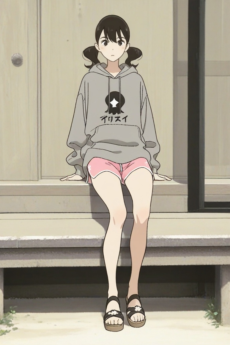yoko_hinageshi,  yoko_hoodie,  grey hoodie on Tensor.Art