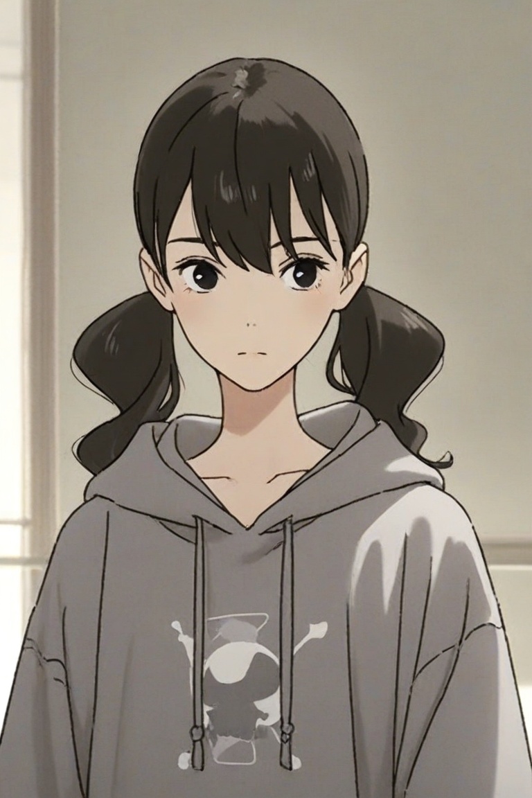 yoko_hinageshi,  yoko_hoodie,  grey hoodie on Tensor.Art