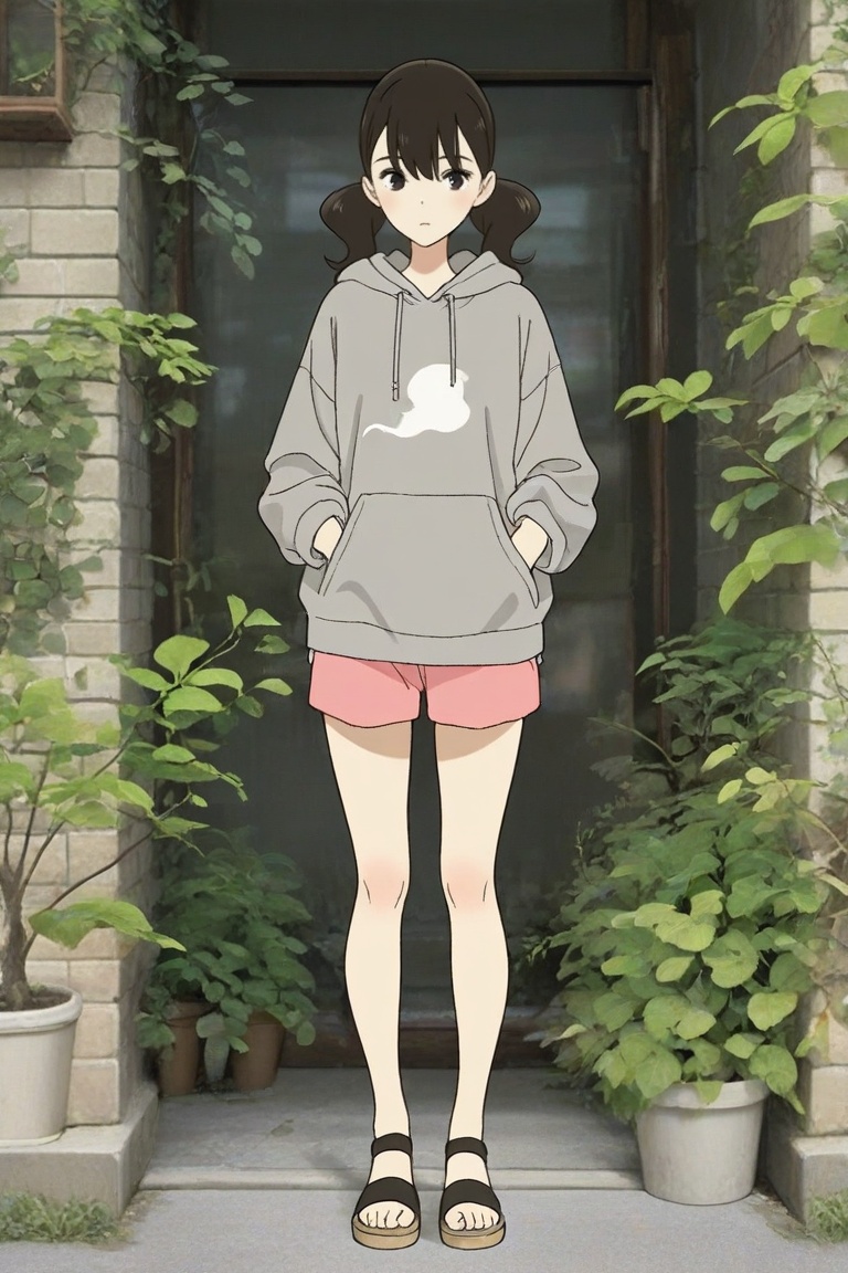 yoko_hinageshi,  yoko_hoodie,  grey hoodie on Tensor.Art