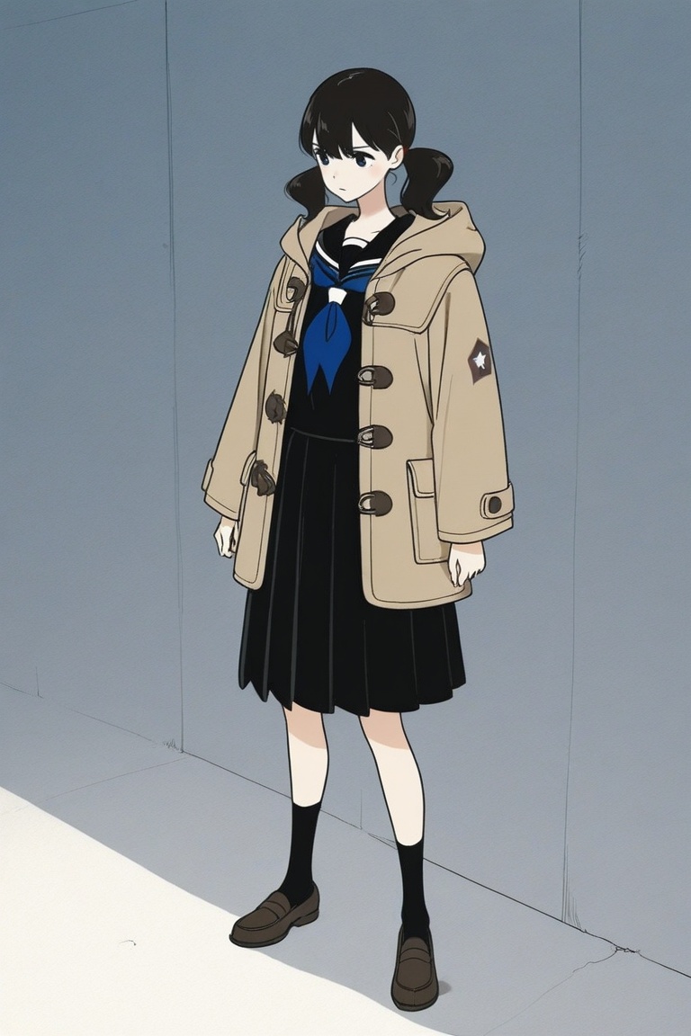 yoko_hinageshi,  yoko_serafuku,  duffel coat on Tensor.Art