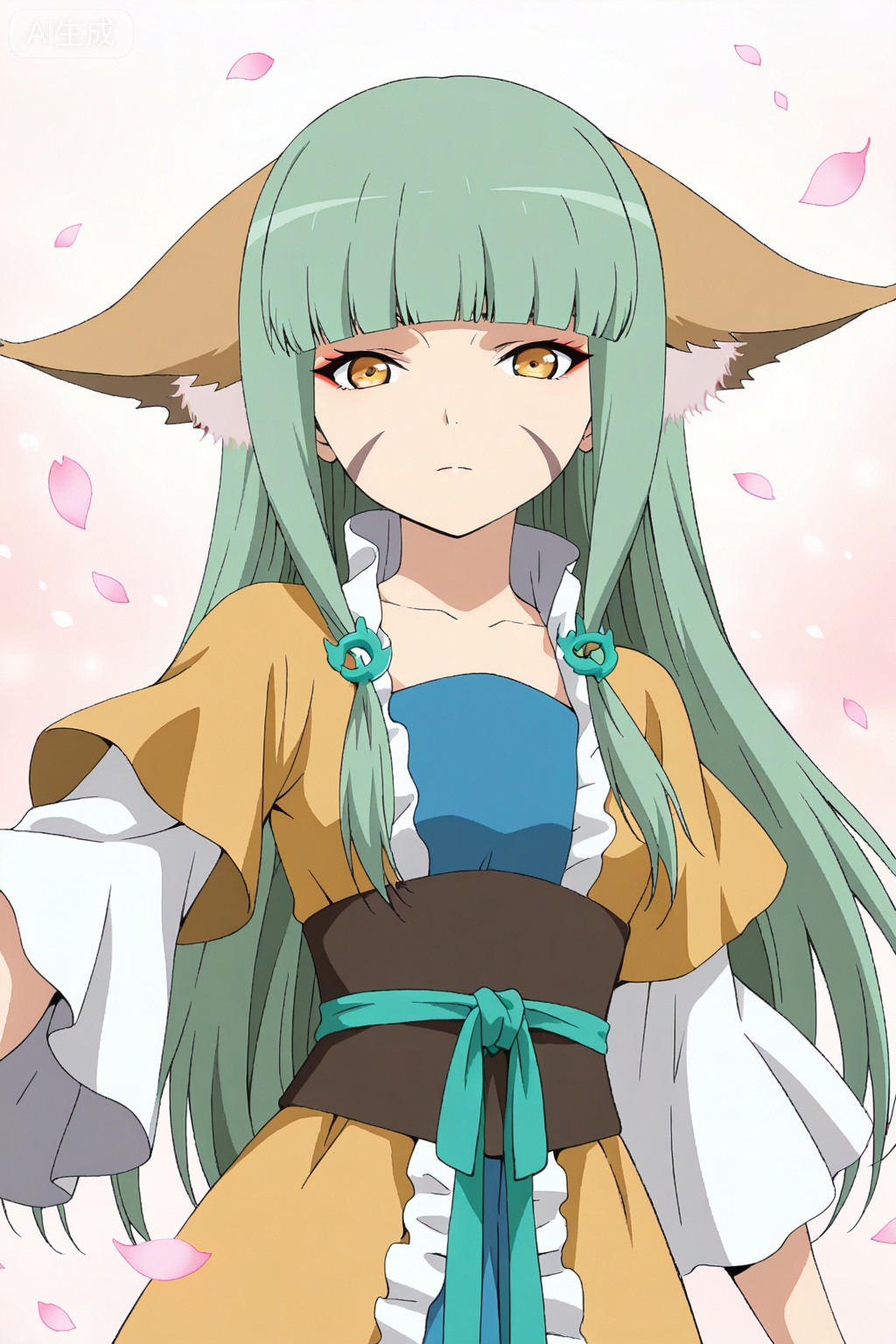 



upper body,looking at viewer,

涂山容容,masterpiece,best quality,official art,extremely detailed CG unity 8k wallpaper,1girl,solo,long hair, green hair, animal ears, fox ears, facial mark, blunt bangs,Wide sleeves,Dress,