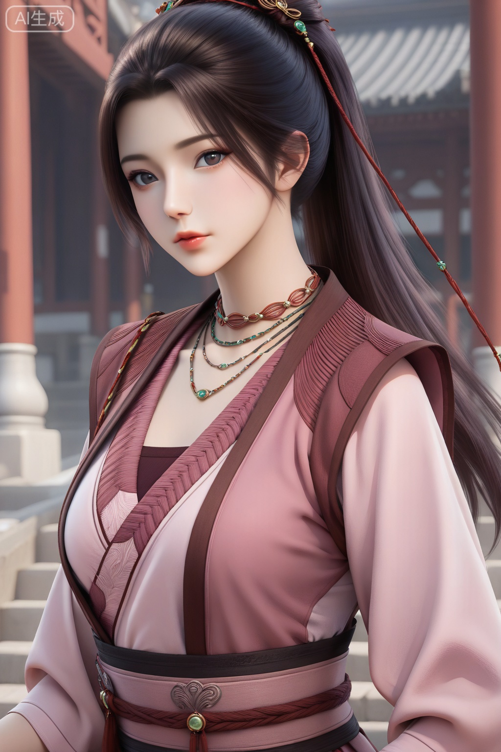 
Random scene,Random scene,


upper body,looking at viewer,

周小环,masterpiece,best quality,official art,extremely detailed CG unity 8k wallpaper,1girl, solo, long hair, brown hair, black hair, hair ornament, long sleeves, jewelry, ponytail, necklace, sash,  realistic,pink dress,