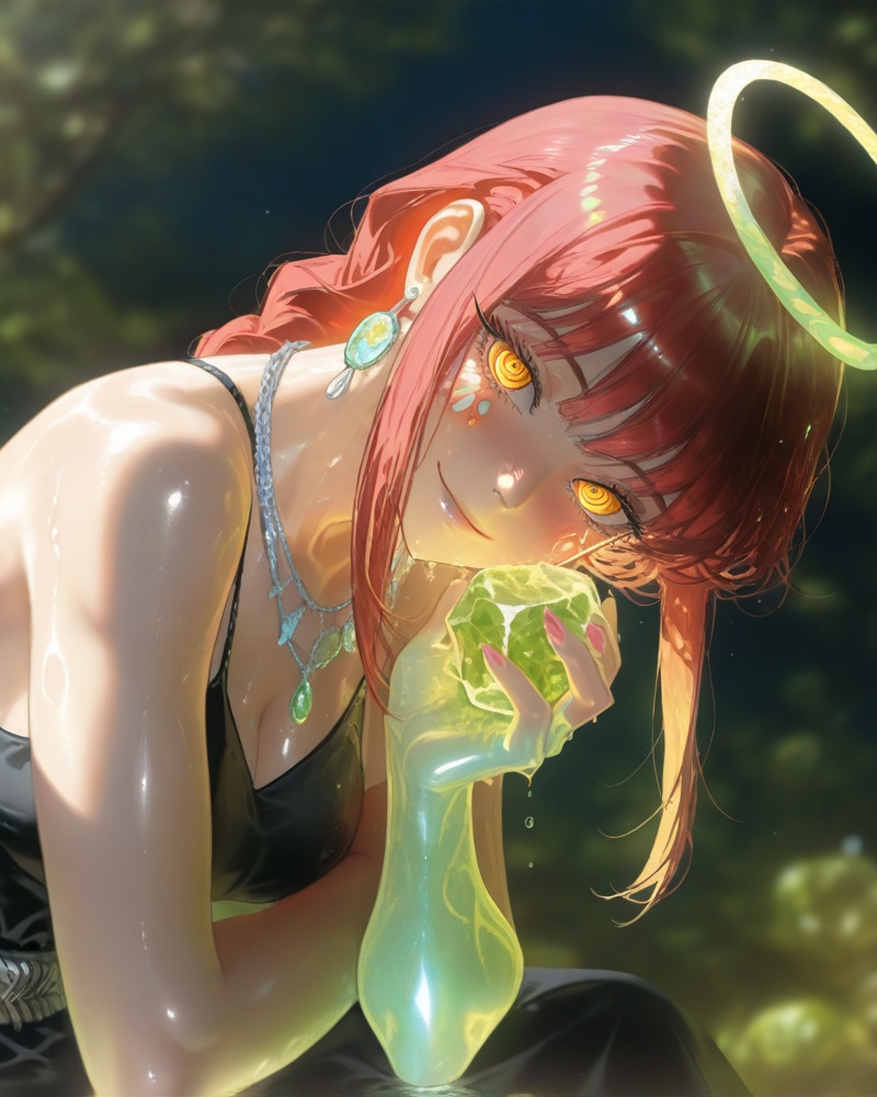 Masterpiece,  top quality,  fantasy portrait of a tribal goddess with green luminous eyes on Tensor.Art