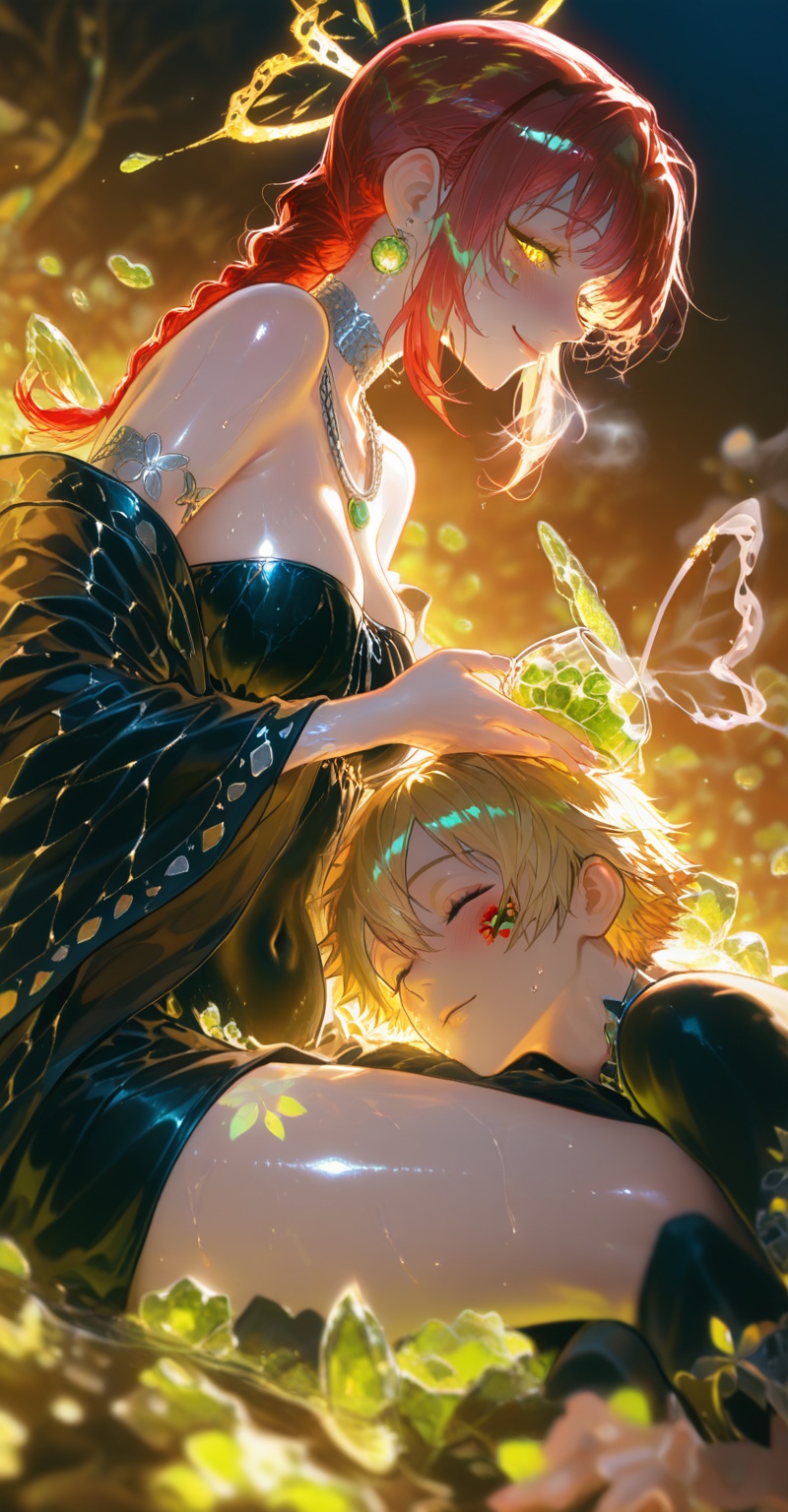 Masterpiece,  top quality,  fantasy portrait of a tribal goddess with green luminous eyes on Tensor.Art