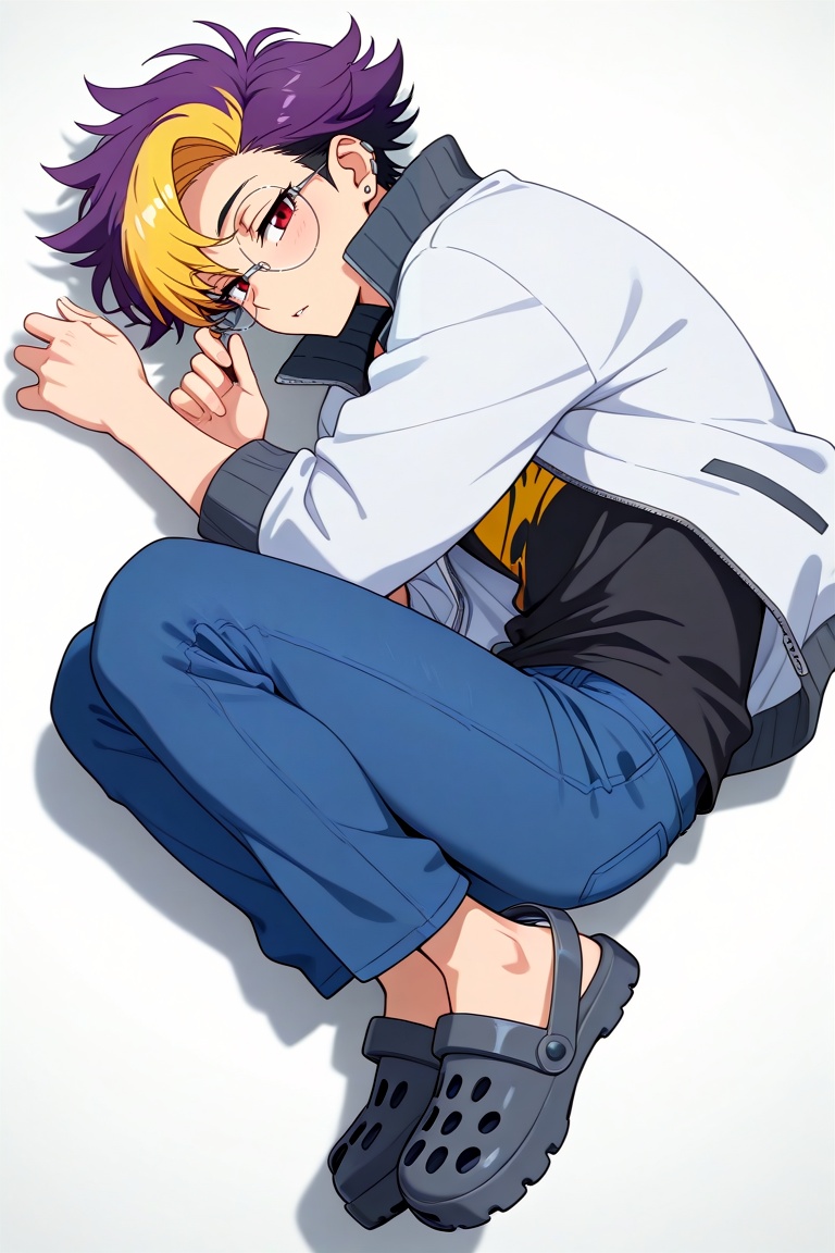 fetal position,  lies,  on their side on Tensor.Art