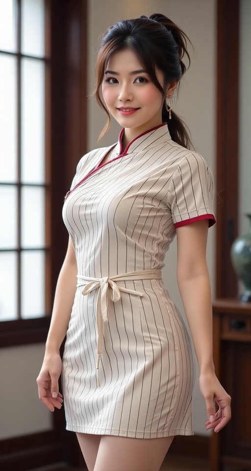 Create a high-resolution,  ultra-detailed image of a 1girl solo long hair looking at viewer smile skirt brown hair black h...