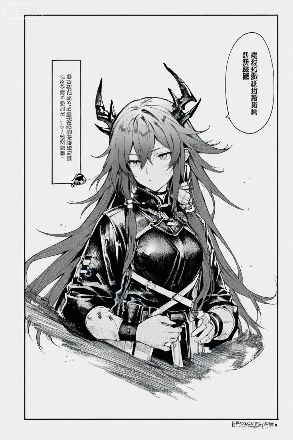 masterpiece, best quality,solo,white background,simple_background,full_body
,monochrome,greyscale,arknights_operators,manga_style,comic
fu_hua