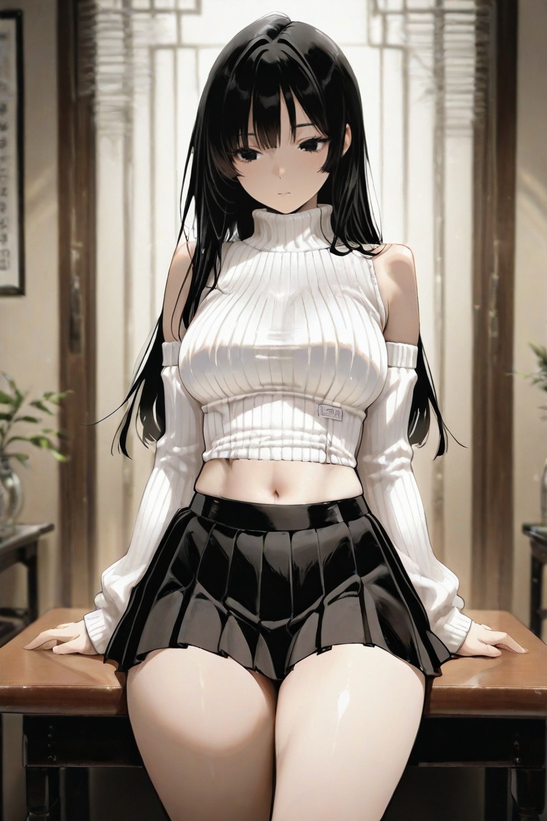 iroha_kannou,  black long hair,  black eyes on Tensor.Art