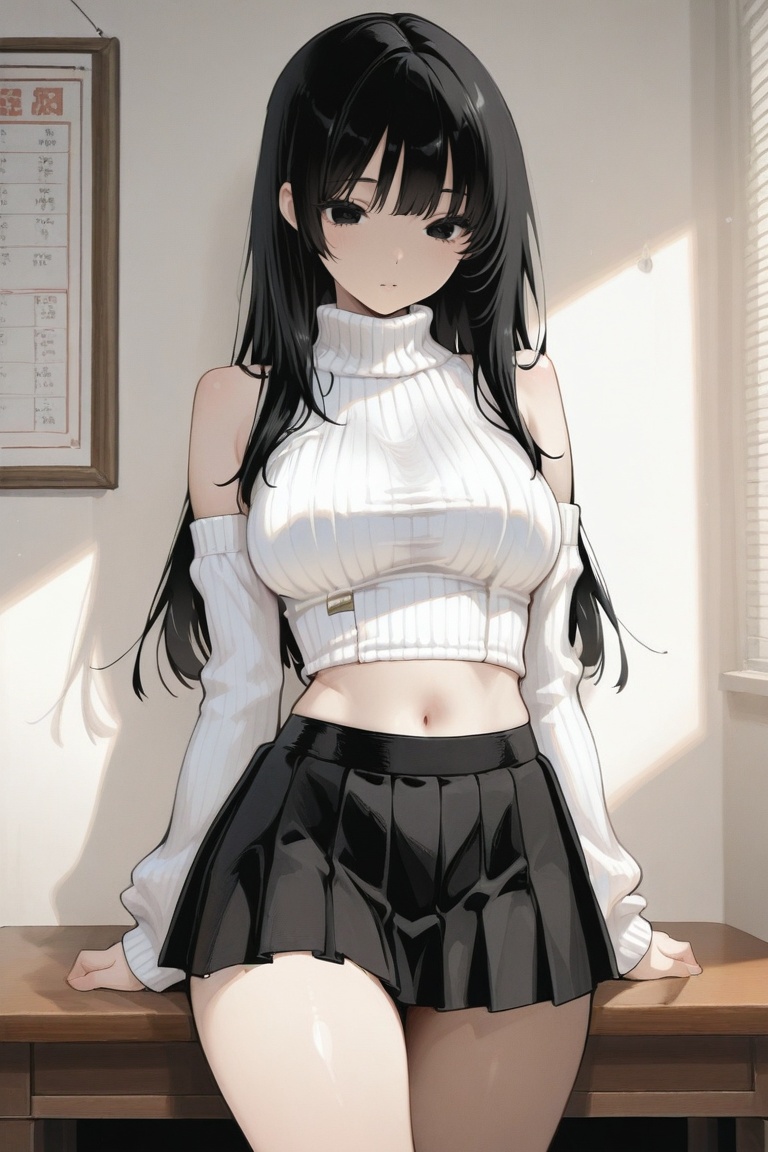 iroha_kannou,  black long hair,  black eyes on Tensor.Art