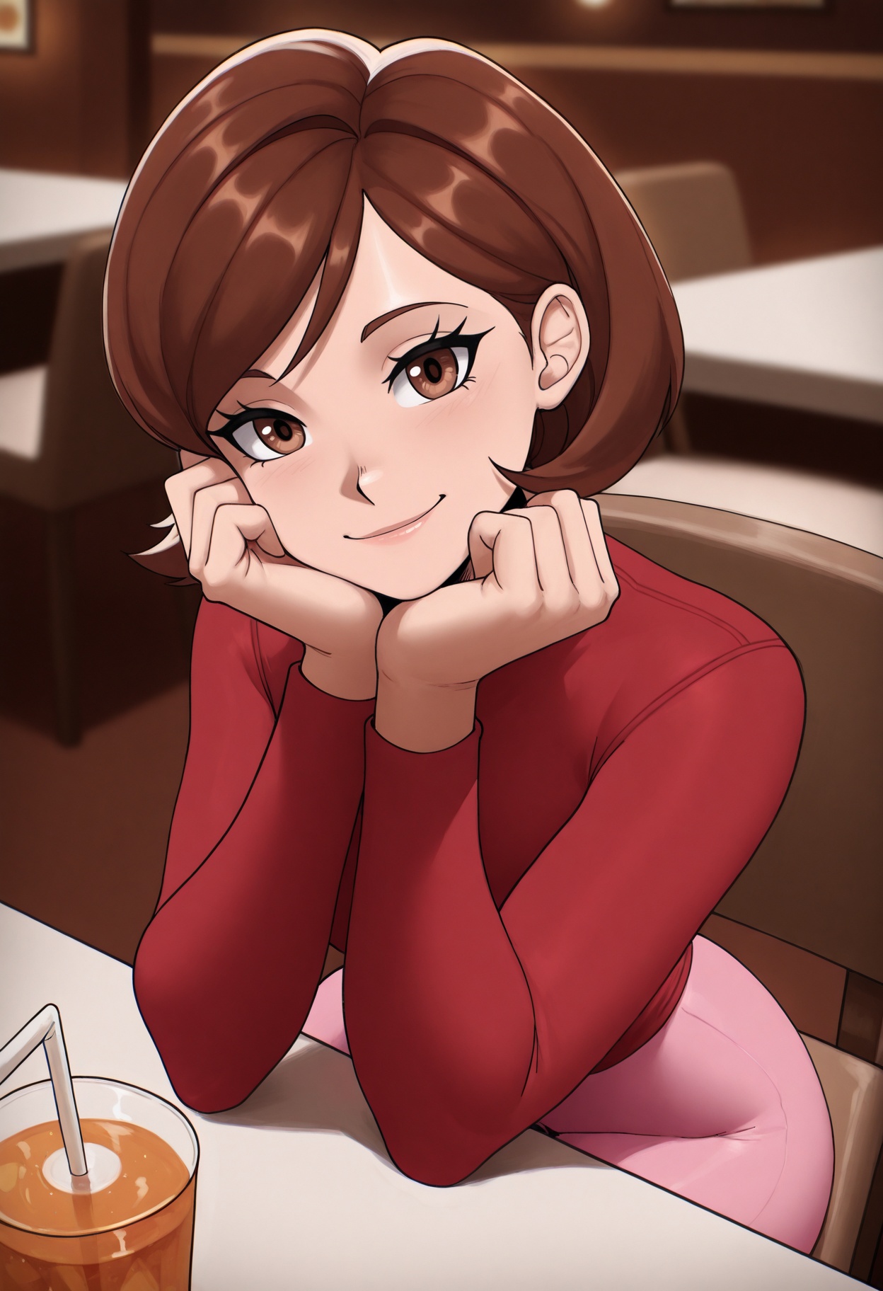 1girl,  solo,  red shirt on Tensor.Art