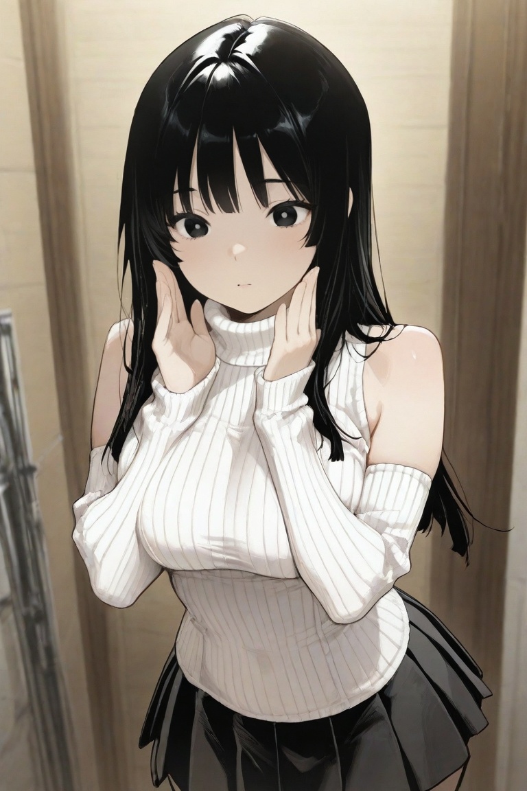 iroha_kannou,  black long hair,  black eyes on Tensor.Art