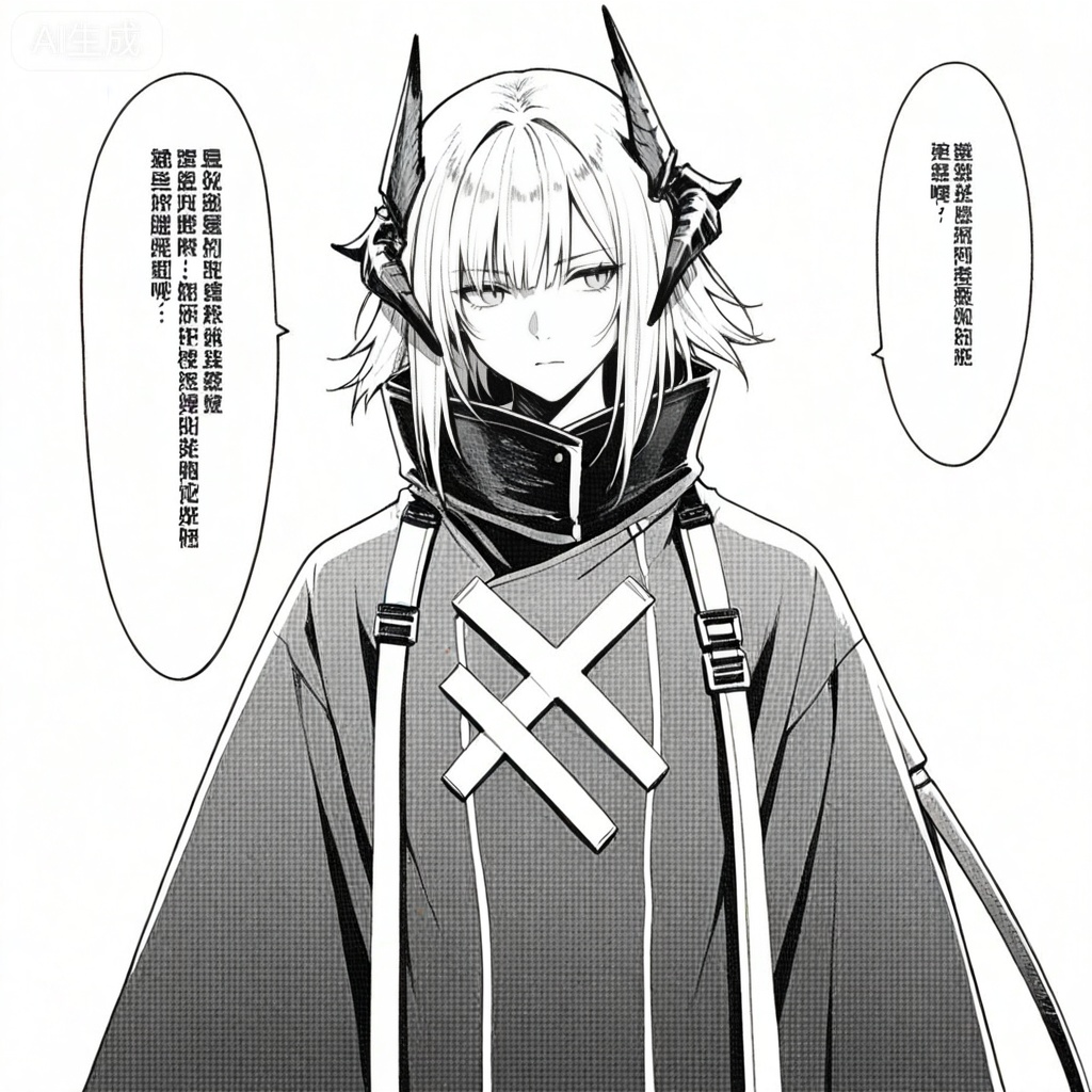 masterpiece, best quality,solo,white background,simple_background,full_body
,monochrome,greyscale,arknights_operators,manga_style,comic
