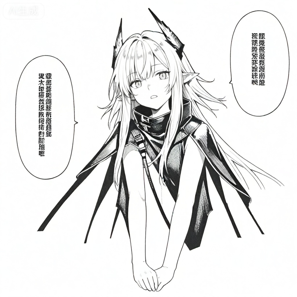 masterpiece, best quality,solo,white background,simple_background,full_body
,monochrome,greyscale,arknights_operators,manga_style,comic
