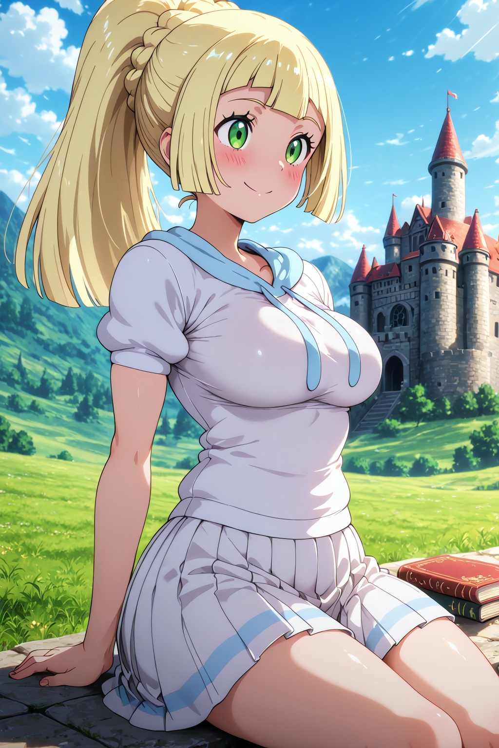 lillie_(pokemon),  blonde_hair,  skirt on Tensor.Art
