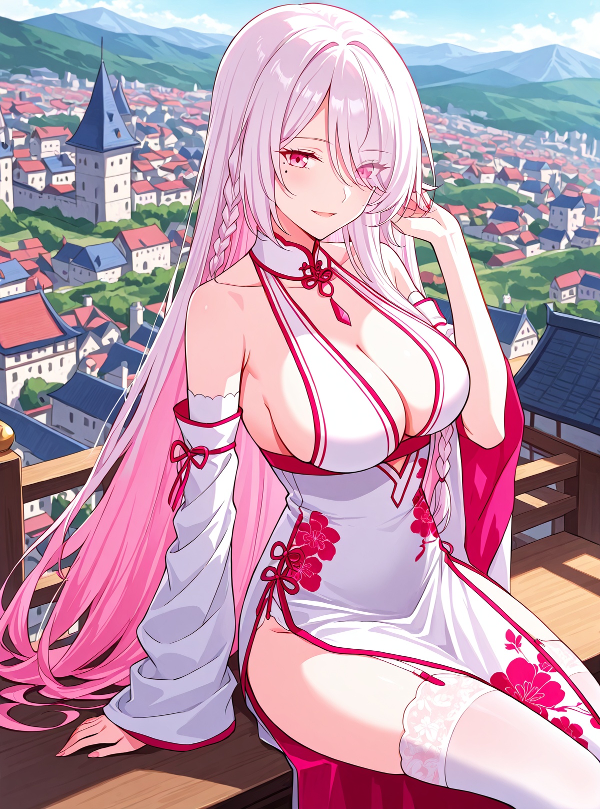 1 girl,  solo,  pink eyes on Tensor.Art