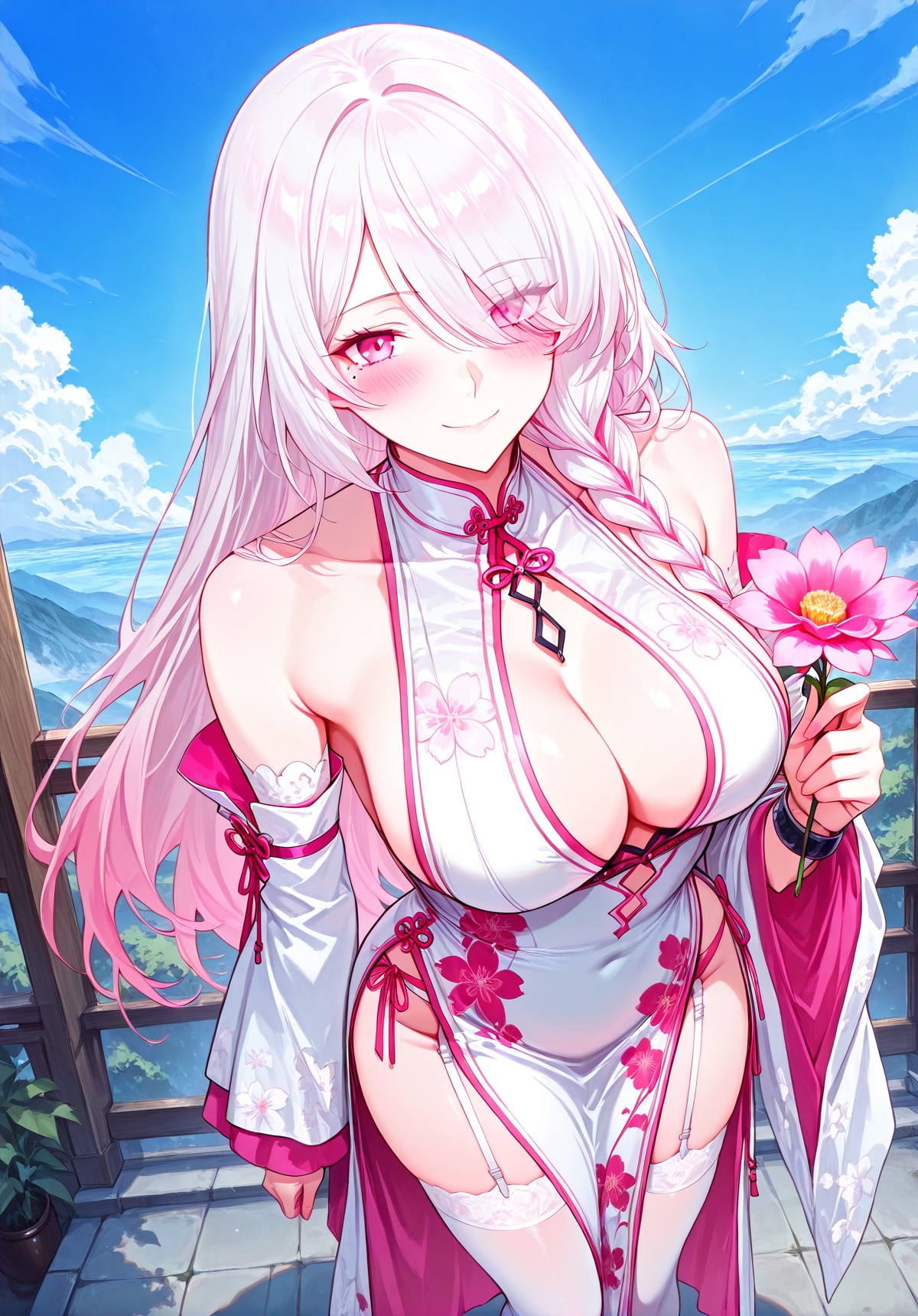 1 girl,  solo,  pink eyes on Tensor.Art