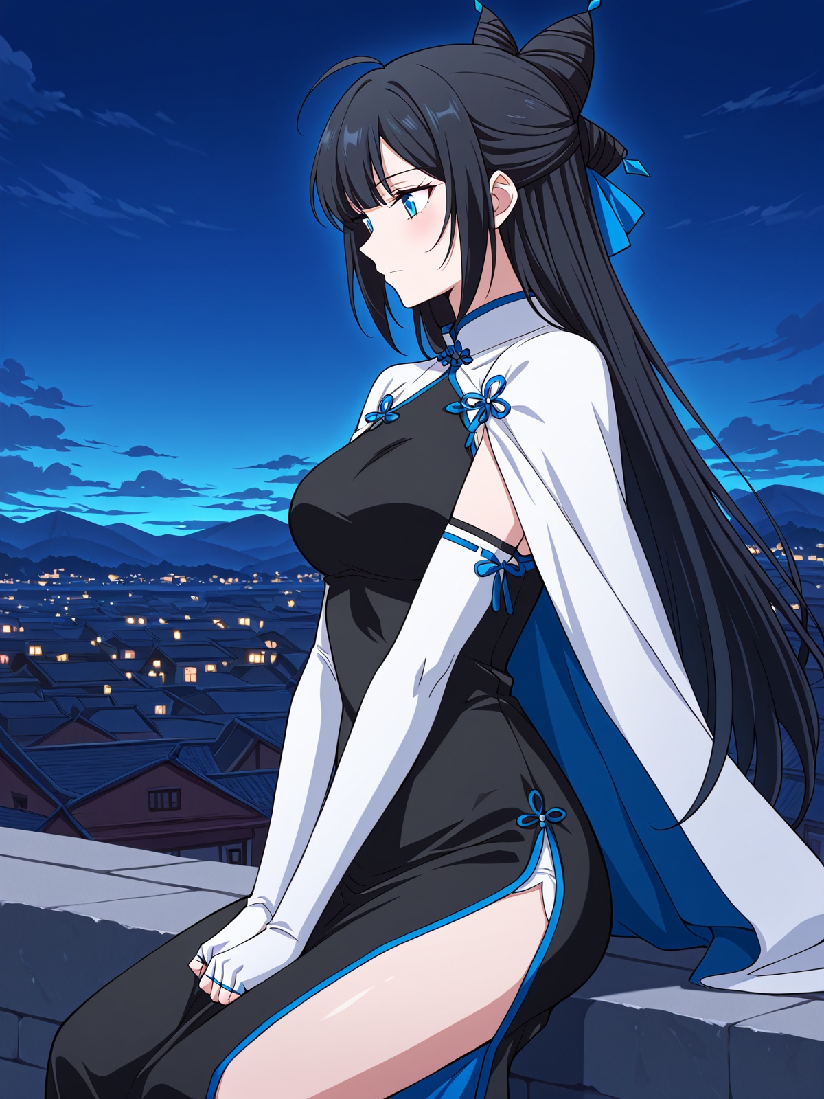 1 girl,  solo,  black hair on Tensor.Art