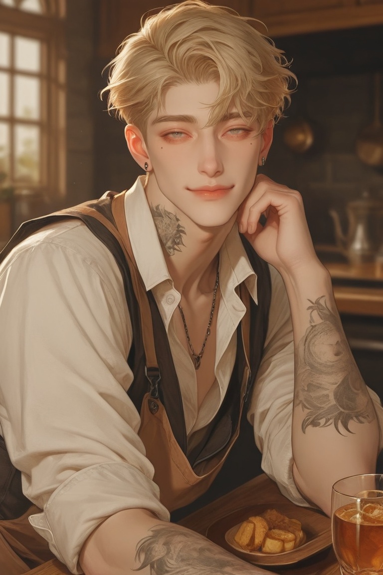 1boy,  earrings,  shirt on Tensor.Art