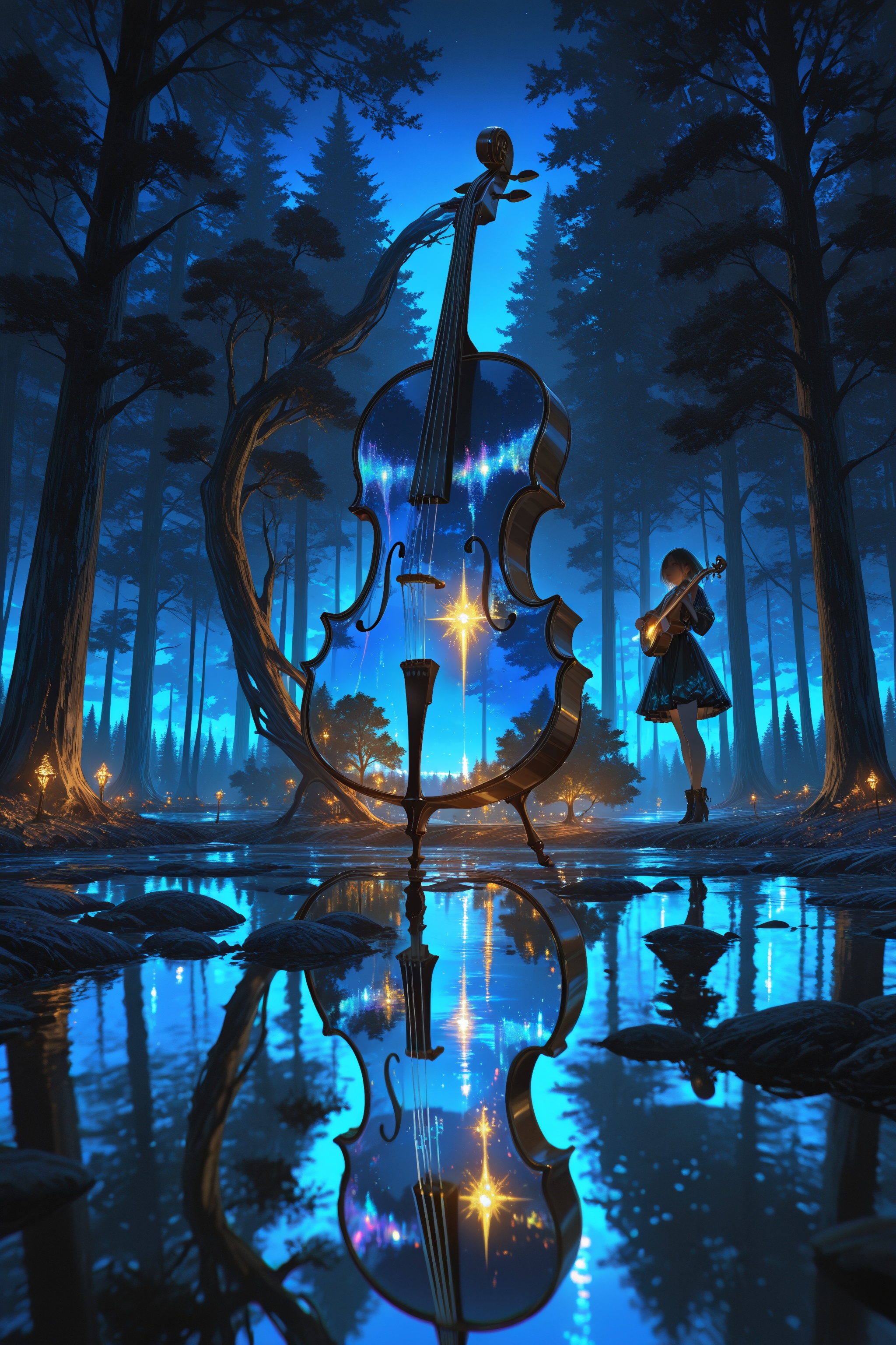 instrument,  tree,  reflection on Tensor.Art