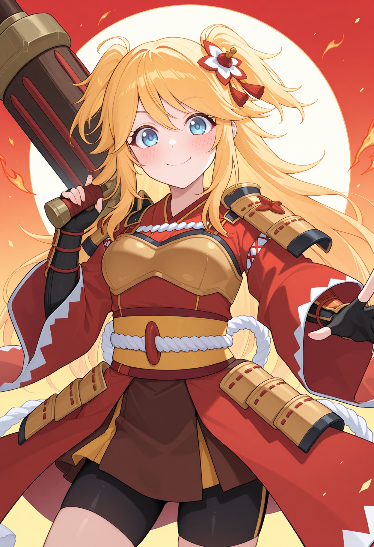 fire,  huge weapon,  kuji-in on Tensor.Art