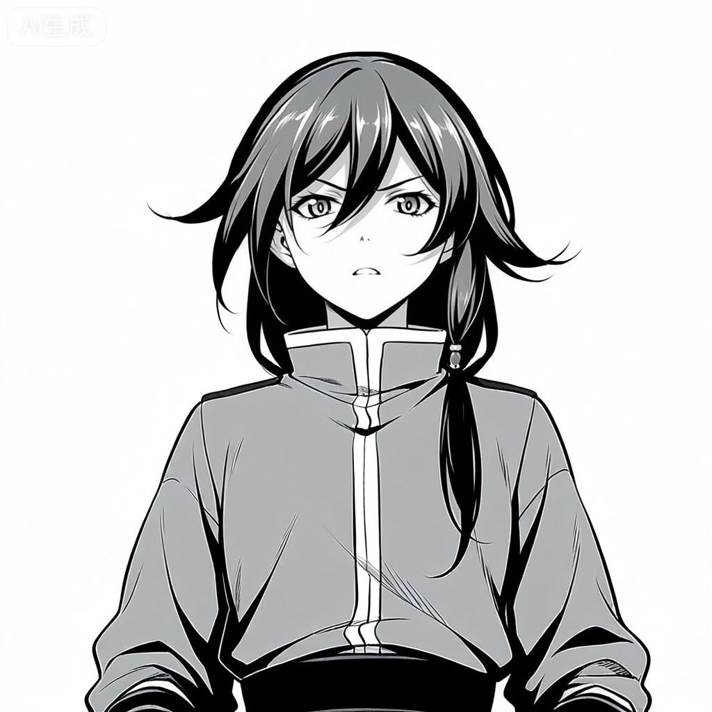 masterpiece, best quality,solo,((white background:1.2)),simple background,, 
looking at viewer,monochrome,greyscale,manga_style,fu hua