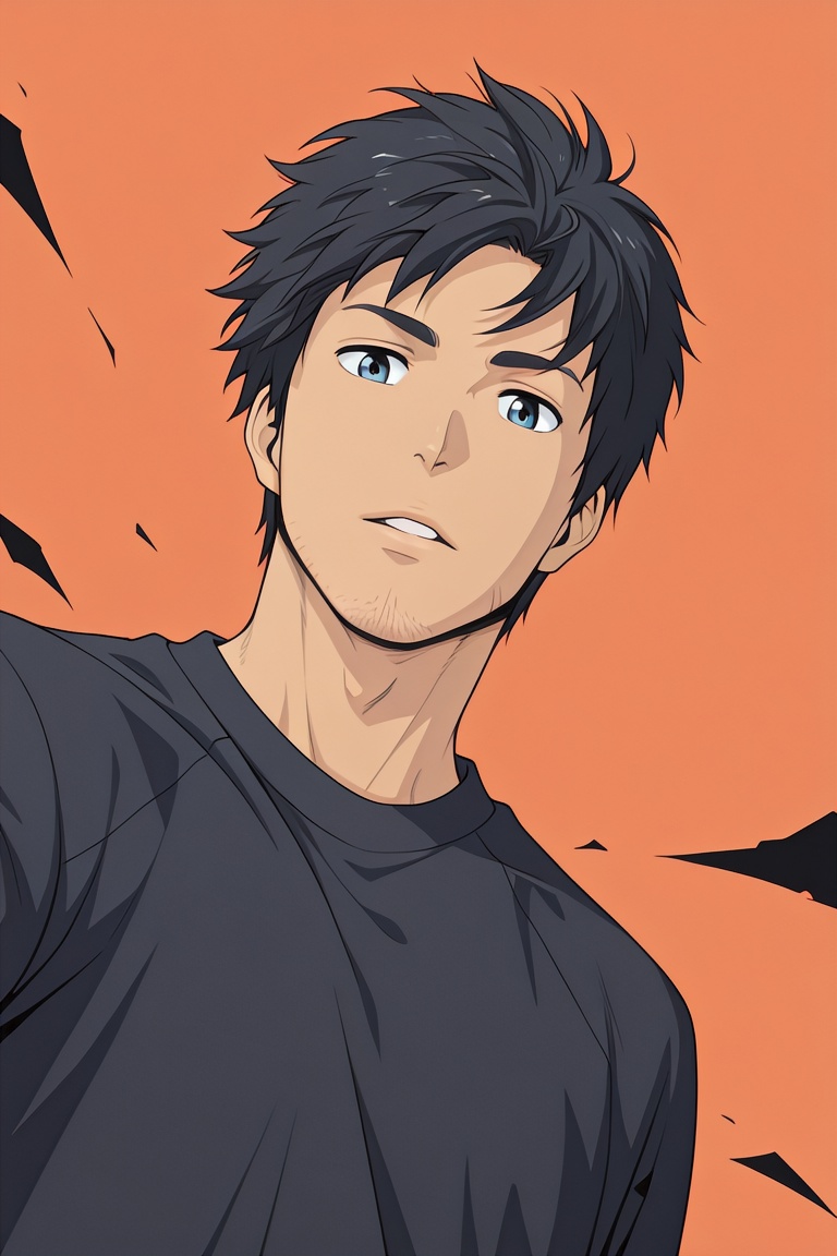 anime screencap,  aratazaki-1male focus,  black_aratazaki_hair on Tensor.Art