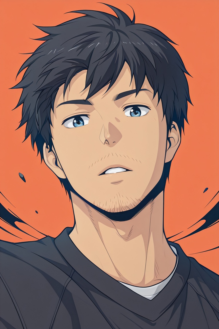 anime screencap,  aratazaki-1male focus,  black_aratazaki_hair on Tensor.Art