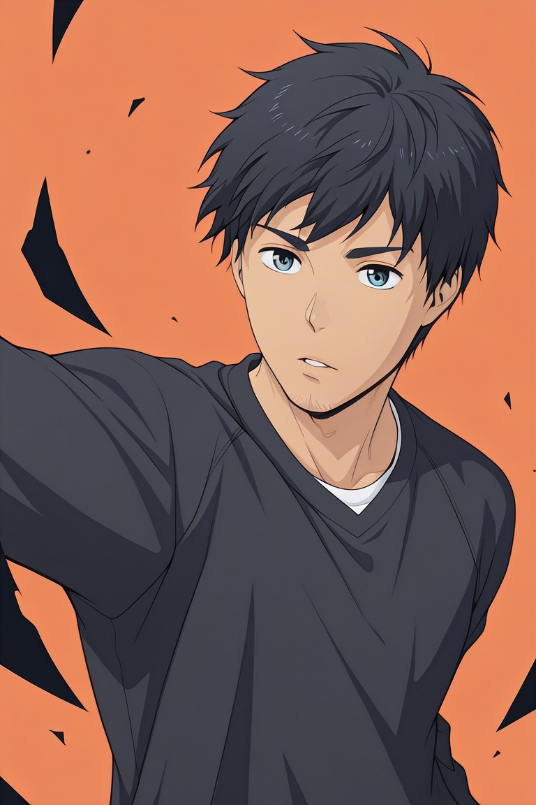 anime screencap,  aratazaki-1male focus,  black_aratazaki_hair on Tensor.Art