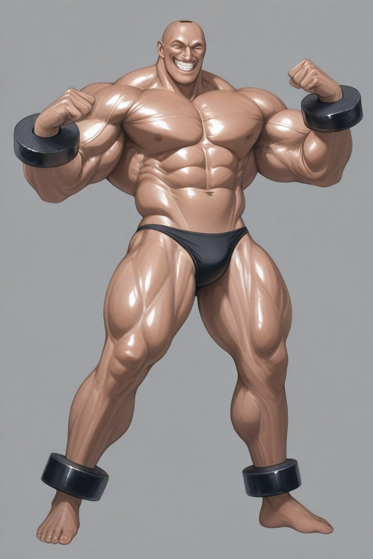 adon_samson,  hyper_muscular_male,  flexing grin on Tensor.Art
