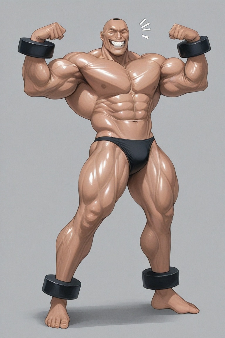adon_samson,  hyper_muscular_male,  flexing grin on Tensor.Art