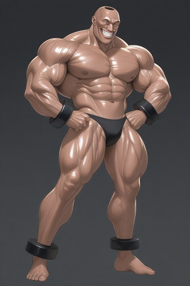 adon_samson,  hyper_muscular_male,  flexing grin on Tensor.Art