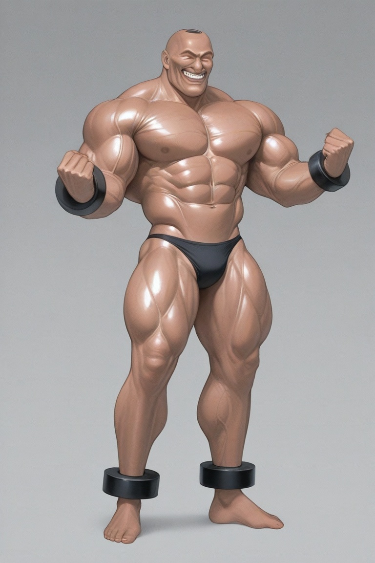adon_samson,  hyper_muscular_male,  flexing grin on Tensor.Art